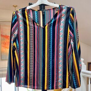🌹Emery Rose🌹 Viscose Long Sleeve V-Neck Vibrant Colored Top  Size 3X